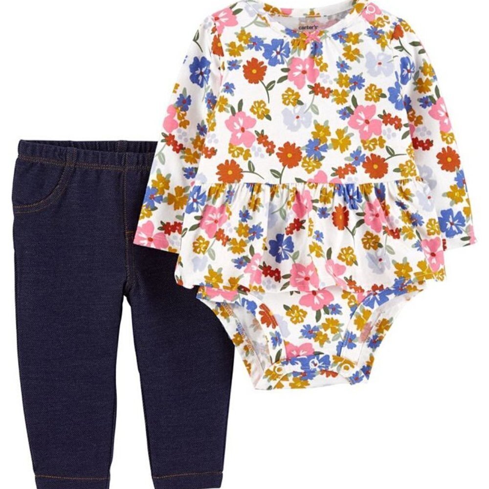 Carter's NWT Baby Girl 6 Months Two Piece Outfit Set Floral Long Sleeve Leggings